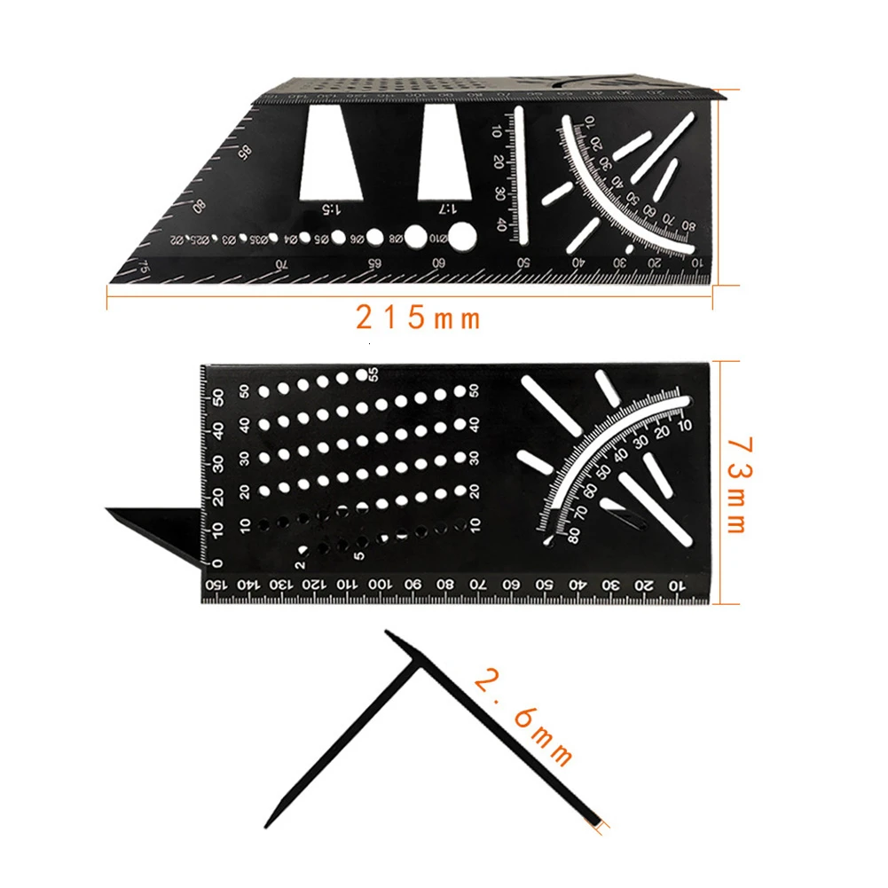 Многофункциональная угловая линейка 45 90 градусов Алюминиевый сплав Точная деревообрабатывающая квадратная угловая линейка маркировочный прибор плотник инструмент
