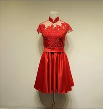 

free shipping casamento formal party dresses 2018 vestido de festa longo highneck new fashion red short bridesmaid dresses
