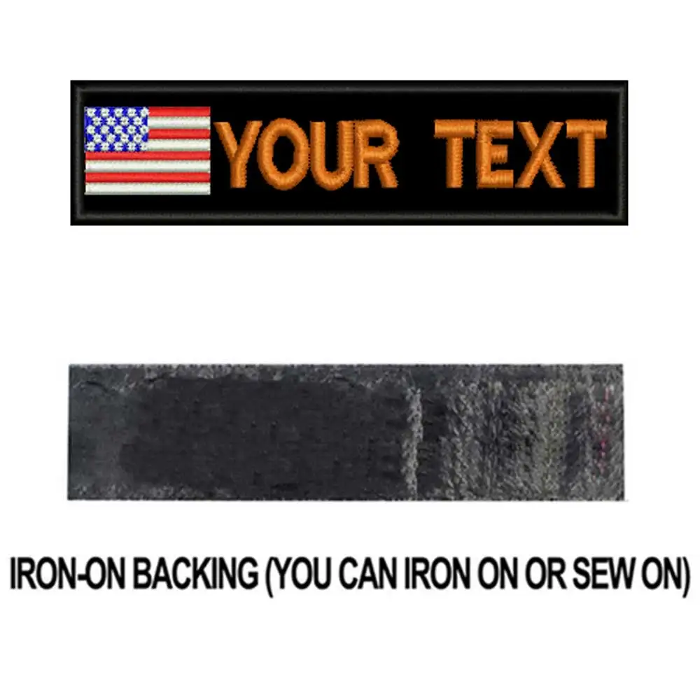 orange iron on Пользовательские флаг США армии военные имя патчи персонализированные железные на крючок подложки - Цвет: orange iron on