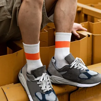 

High Quality Cotton Men's Socks Harajuku Vintage Streetwear Crew Sock Gifts for Men Male Striped Hip Hop Skateboard Long Socks