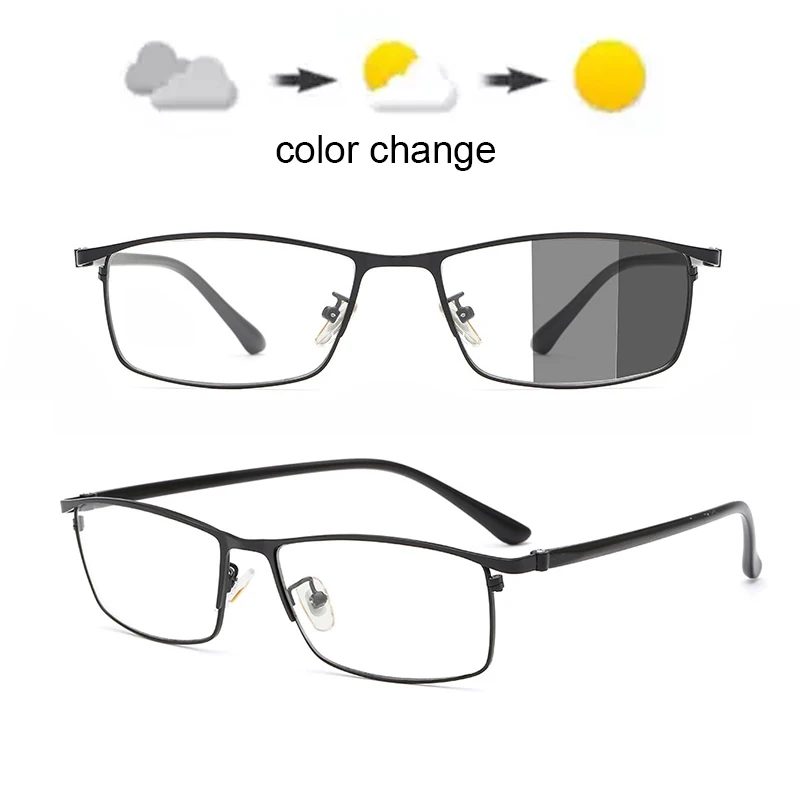 cheap Computer Blue Light Blocking Glasses Photochromic Sunglasses Goggle Chameleon Rectangle Alloy Spectacle Gaming Eyewear UV400