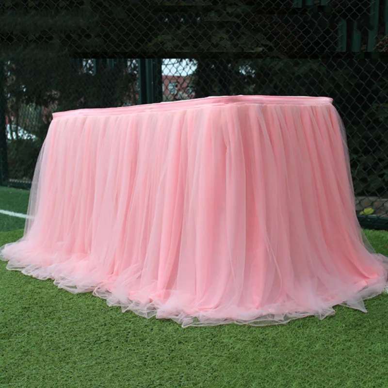 Цветная настольная юбка пачка Тюль Свадебная скатерть вечерние настольные украшение домашний текстиль скатерть аксессуары