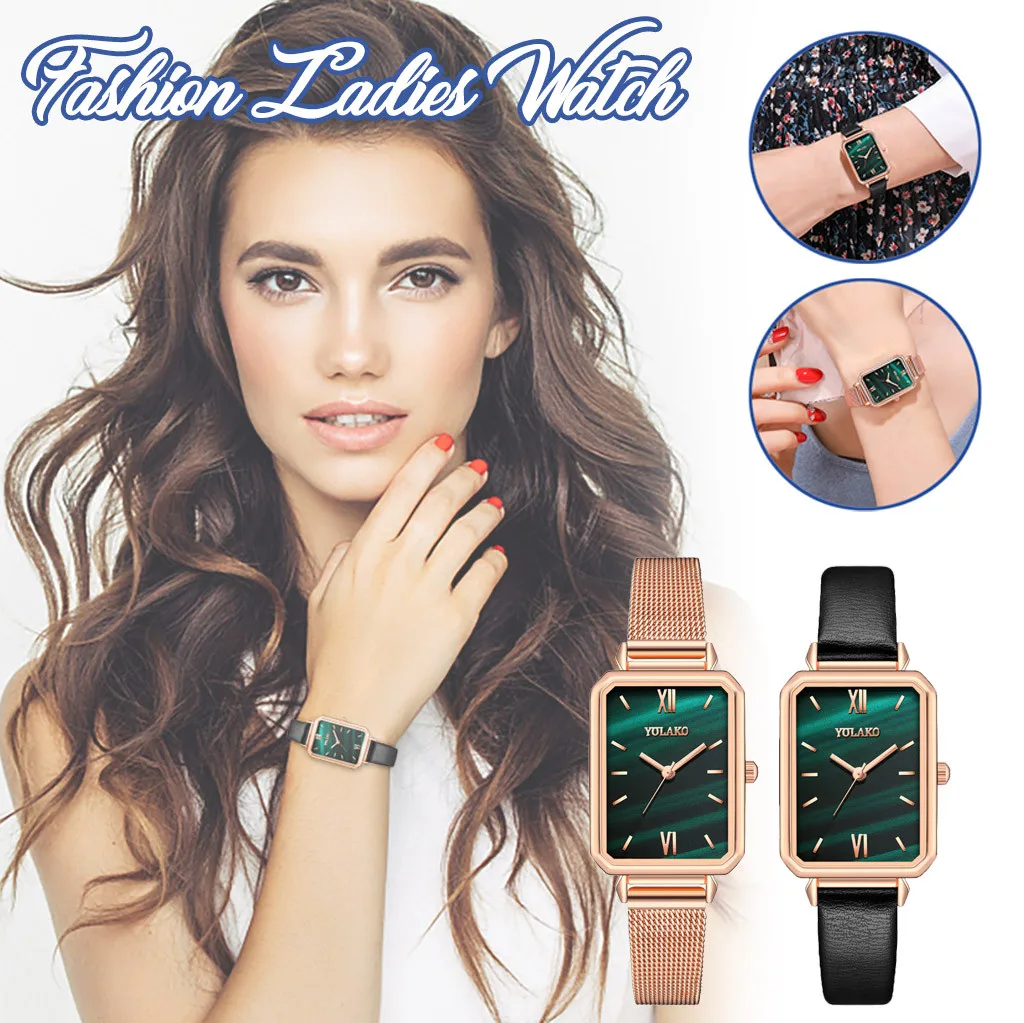 Ladies Rectangular Watch Concise Design Wristwatch Bracelet for Women's