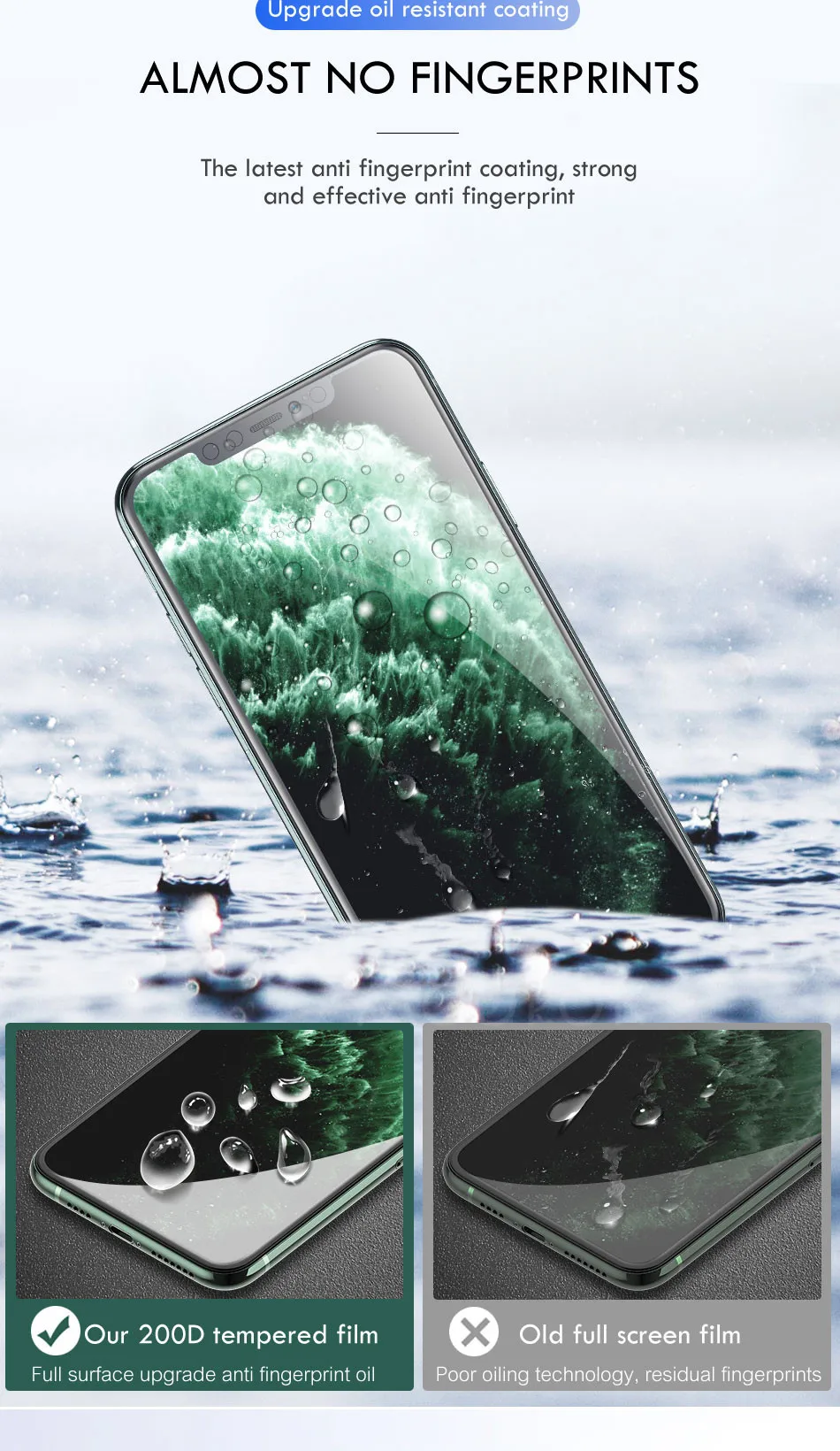 200D полное покрытие стекло для iPhone X XR XS 11 Pro Max защита экрана закаленное стекло для iPhone 6 6s 7 8 Plus защитное стекло