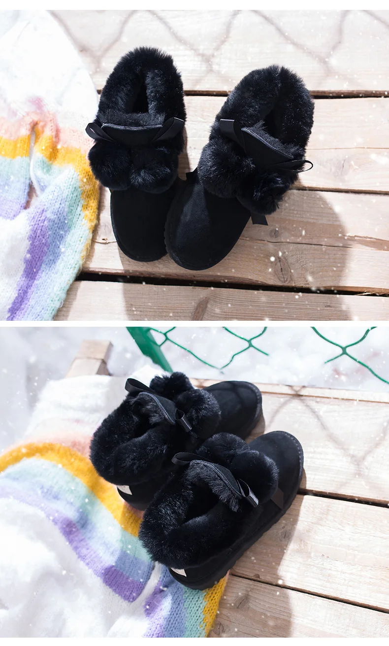 SWYIVY/зимняя обувь г. Новые женские зимние ботинки женские Теплые ботильоны на меху с помпонами женская повседневная обувь черные толстые Нескользящие ботинки