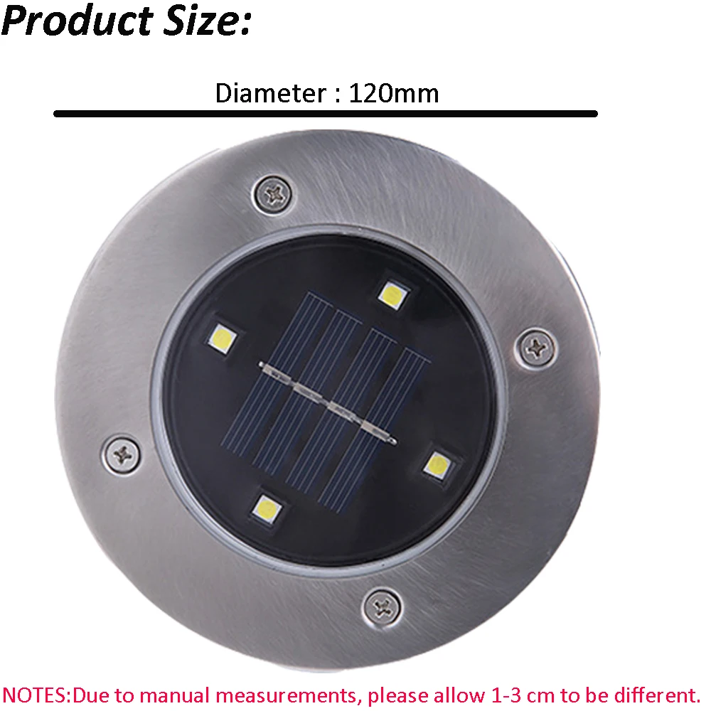 4 шт. солнечный светильник 4LED на солнечных батареях наземный похороненный светильник s Сад Открытый Газон лампа Путь лампы для лестниц(белый/теплый белый