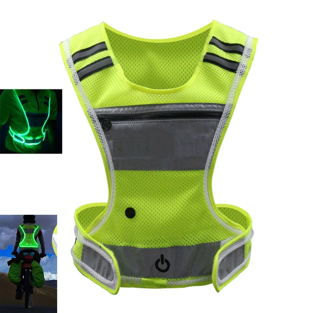 Gilet De Course Réfléchissant Charge USB Sangles Réfléchissantes LED avec  Pochette De Rangement Équipement De Sécurité for La Randonnée dans La Nuit  Sport Randonnée Cyclisme : : Sports et Loisirs