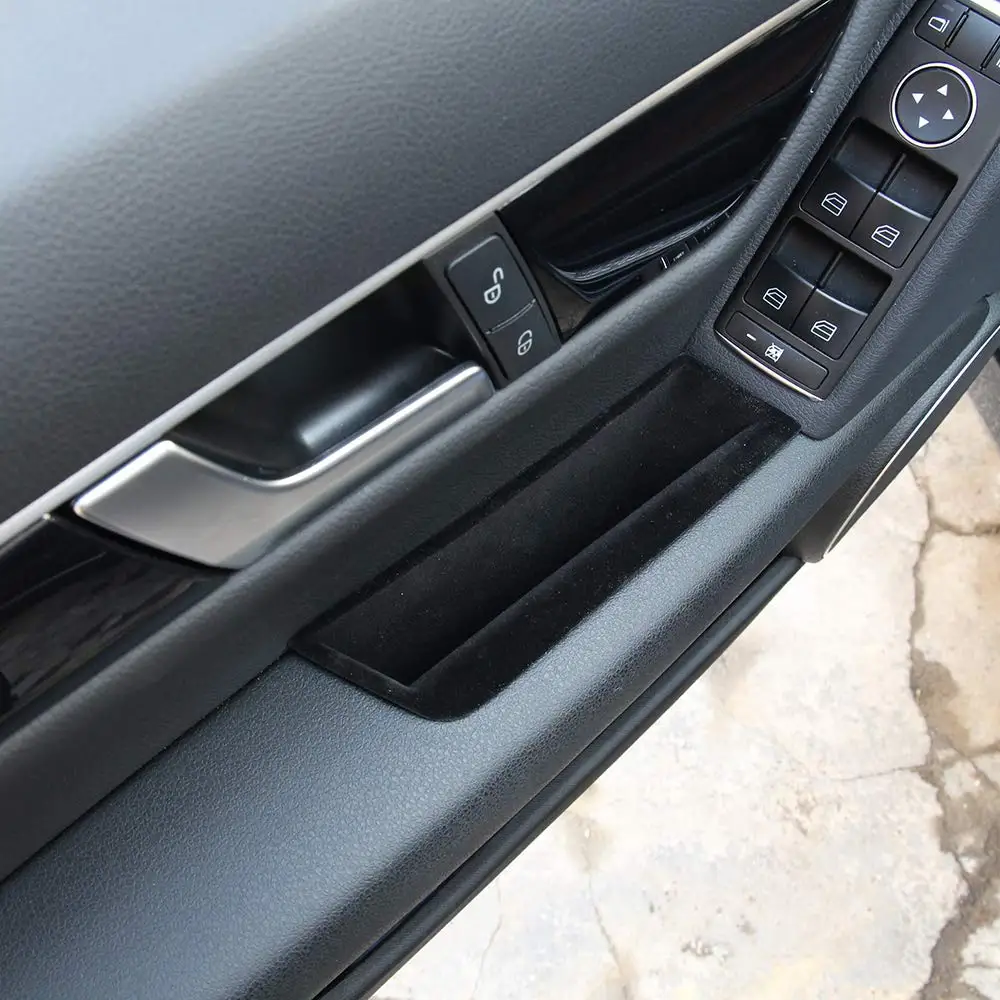 

Car Black Suede Handle Door Storage Box Armrest Glove Box for Mercedes Benz C Class W204 2008-2014 (Front+Rear Door)