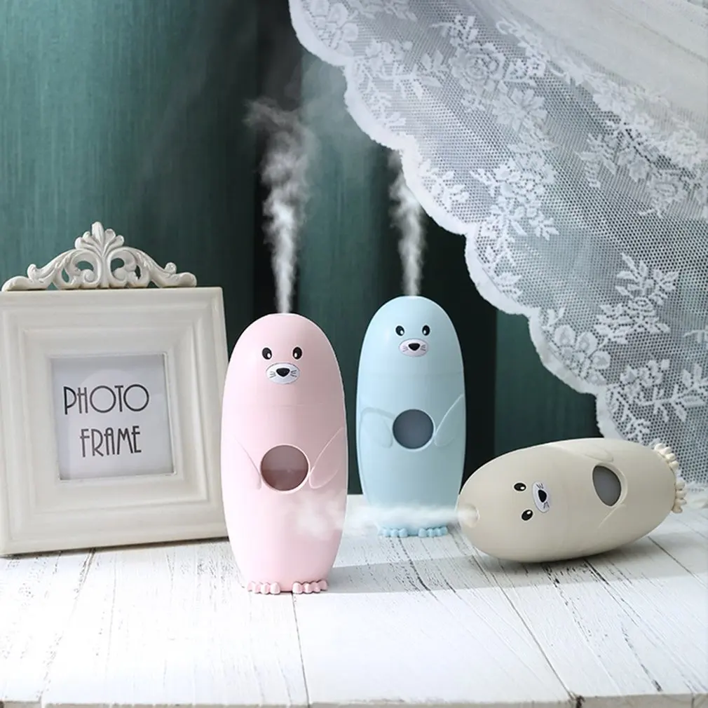 Creative Cute Seal LED Humidifier Portable Seal LED Lamp Humidifier Mini Night Light Air Diffuser Purifier Atomizer
