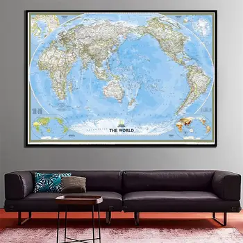 

2011 Version The World Physical Map A2 Size HD Printed Waterproof Fine Canvas No-frame Painting For Living Room Wall Decor