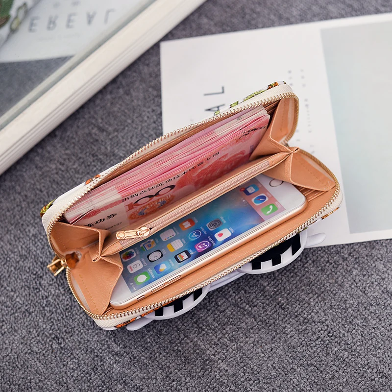 Длинный женский кошелек из искусственной кожи с красивым принтом, Женский кошелек, качественная сумка для мобильного телефона,, на молнии, держатель для карт, женский кошелек