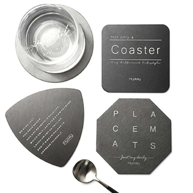 

Nordic Geometric Shape Silver Stainless steel Eva Placemat Non-slip Insulation Pad Home Decor Kitchen Tool For Dining Table Cup