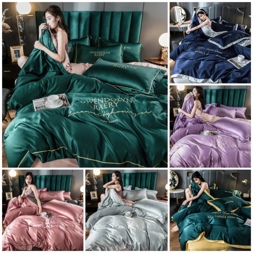 9Style 2/3/4 Pcs Luxury European Style Duvet Cover Set Silk Cotton Bedding Quilt Pillowcase Queen King Size Comforter | Дом и сад