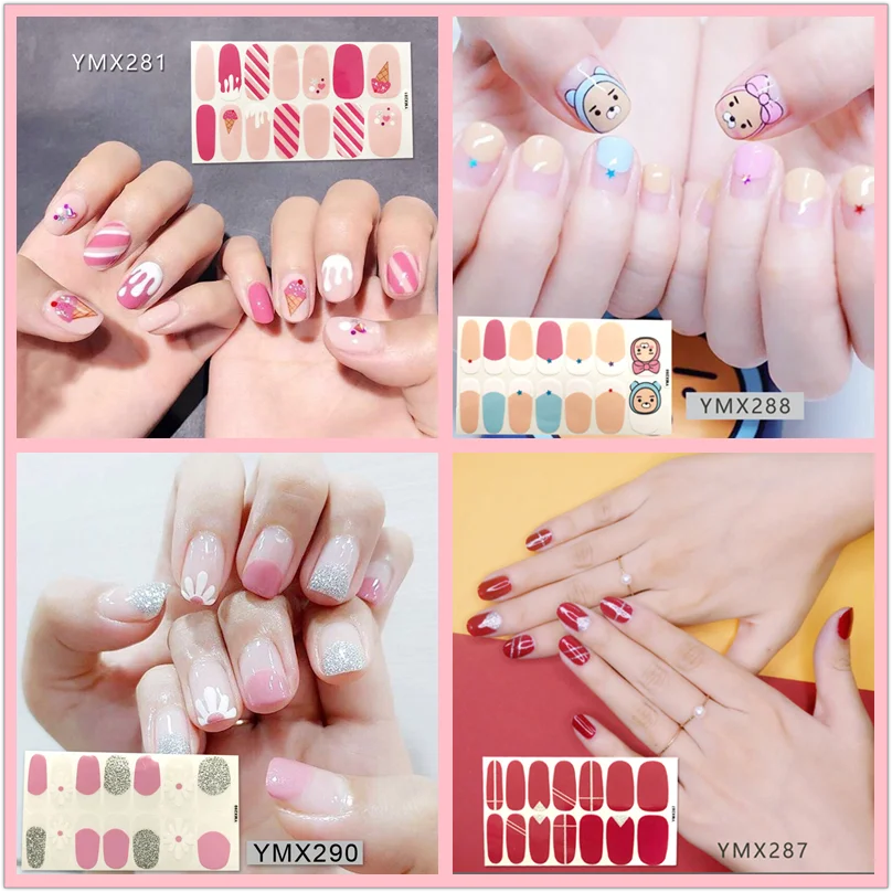 

14tips/sheet Beauty Nail Art Stickers Full Cover Sticker Wraps Decorations DIY Manicure Slider Nail Vinyls Adhesive Nails Decals