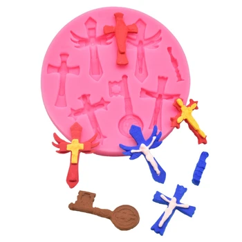 

Cross Shape Keychain Silicone Mold Cross Pendant Fondant Mold Pudding Cupcake Cake Topper Decoration Mould Craft Tools