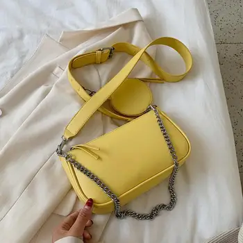 

Small Pu Leather Crossbody Bag Women 2020 Female Chain Totes Bag With Coin Purse lady shoulder messenger bags travel handbag