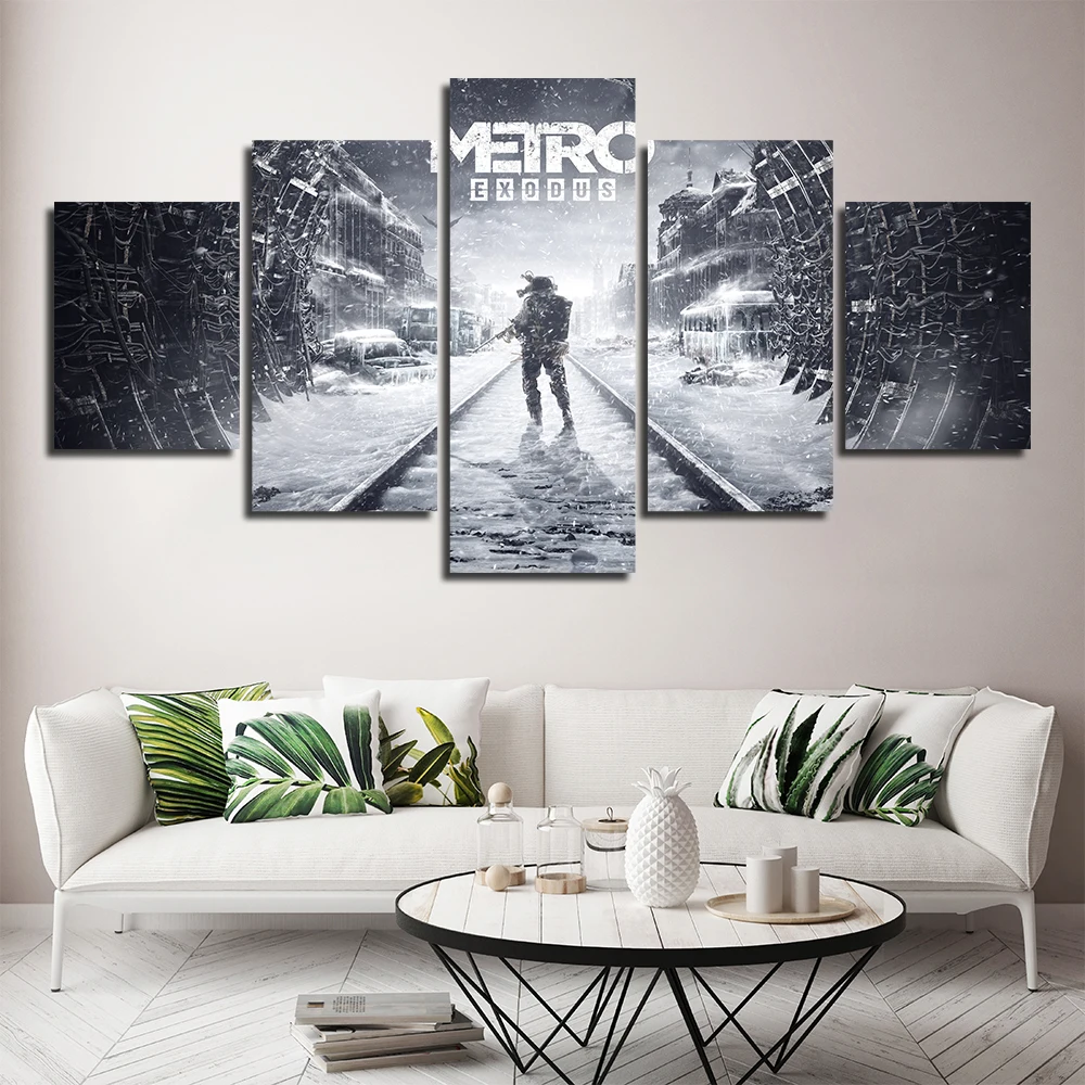 Модульное Метро 2033 игра пейзаж холст Картина напечатаны 5 шт. плакат Декор для гостиной абстрактные картины стены Искусство рамки