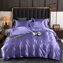 Silky Four-Piece Set Fitted Sheet European Style Silk Sleep Naked Silk Quilt Cover Four-piece silk set Free shipping