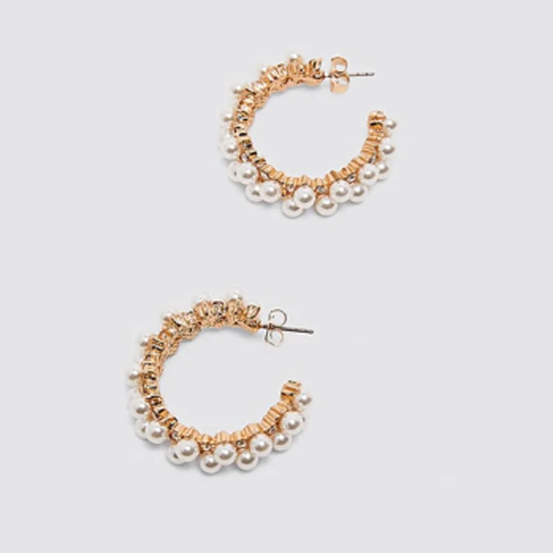 Bestessy, винтажные массивные серьги, круглые серьги с искусственным жемчугом для женщин и девушек, Классические Современные трендовые ювелирные изделия, лучший подарок - Окраска металла: E2028