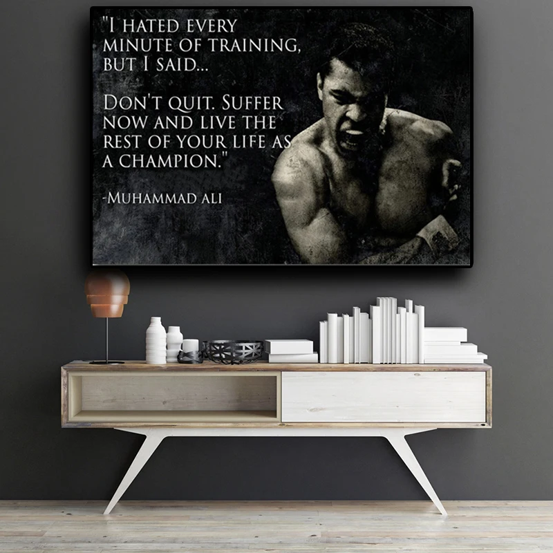 Affiche Murale Avec Citation De Motivation De Mohammad Ali Peinture Sur Toile Image De Sport D Inspiration Nordique Pour Decoration De Salon Aliexpress