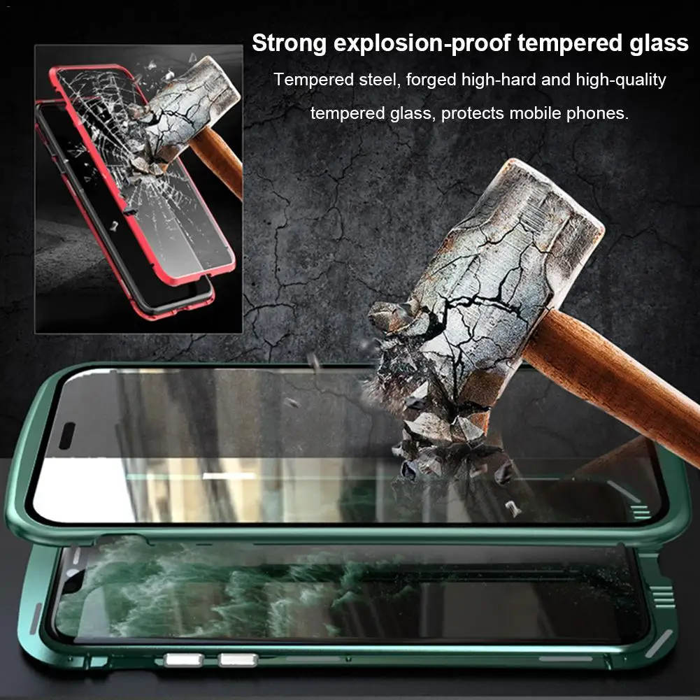 Магнитный адсорбционный Чехол для мобильного телефона IPhone 11 Pro Max металлическая рамка двойное закаленное стекло покрытие магнитное притяжение