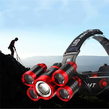 

5 LED Zoom Lens T6 Headlamp Head Lamp lighting Light Lantern Rechargeable Headlight for Outdoor Fishing Camping Hiking Sport