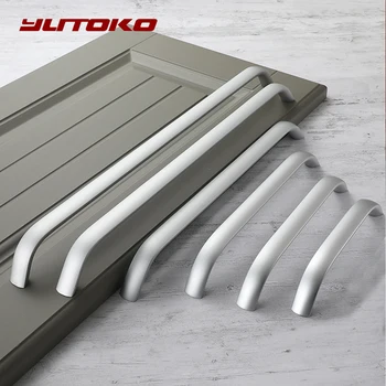 YUTOKO Modern Cabinet Handles Knobs Aluminum Alloy Door Kitchen Knobs Sliver Cabinet Pulls Drawer Furniture Handle Hardware