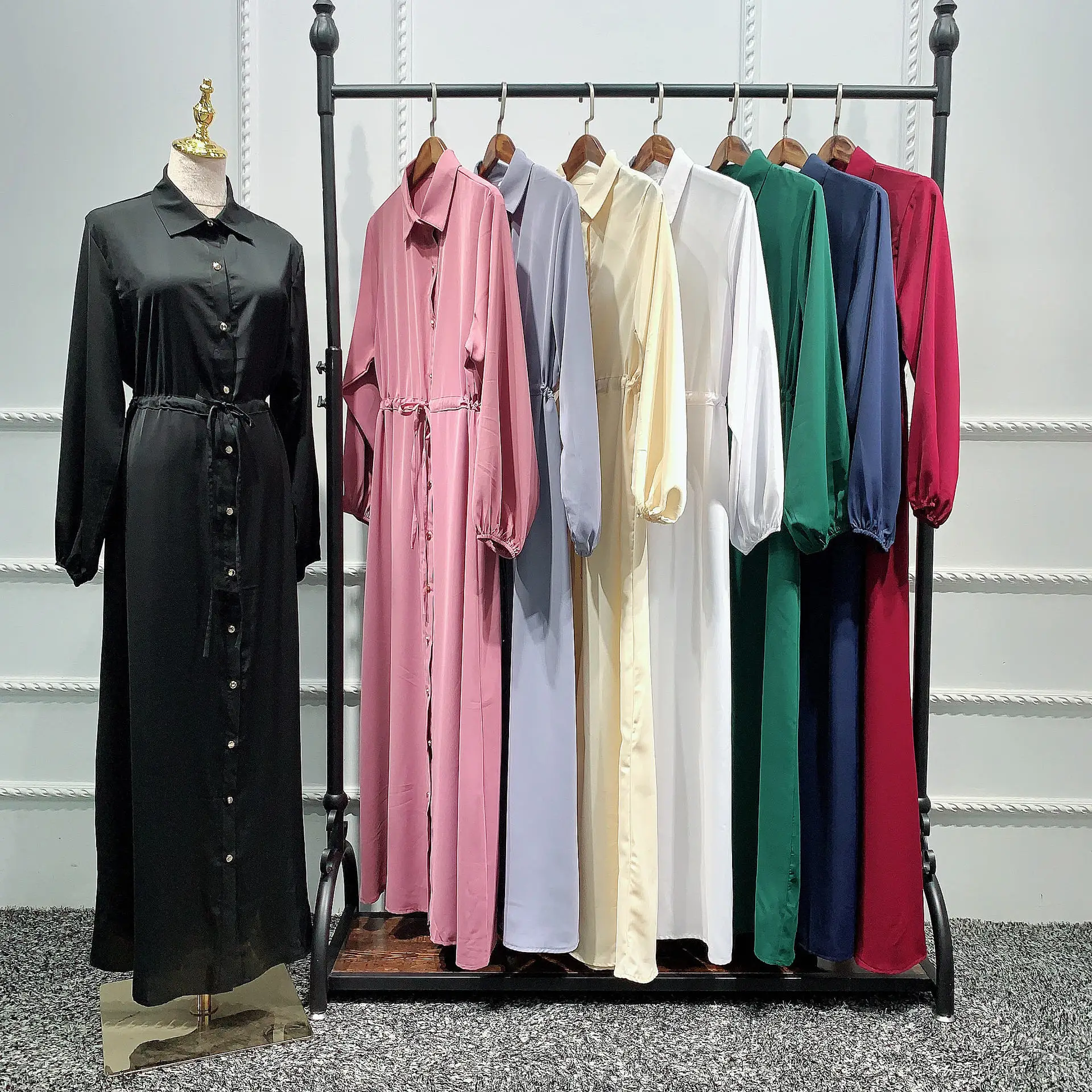 Мусульманские рубашки Abaya платья кардиган Nida хиджаб Vestidos кимоно длинное платье