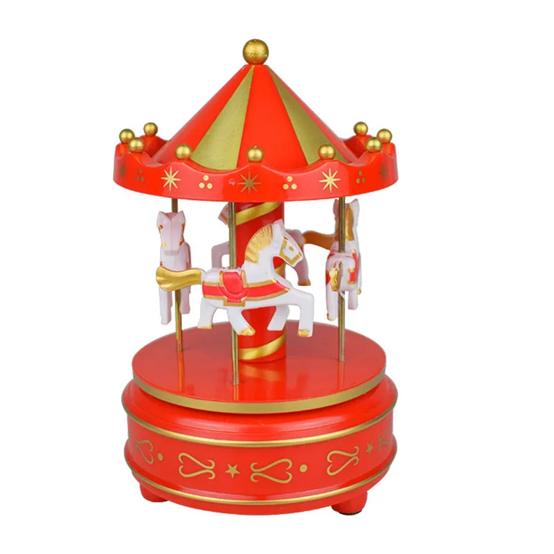 Merry-go-round Music Boxes Geometric Music Baby Room Decoration Gifts Unisex Plastic Christmas Horse Carousel Box Home Decor 1pc