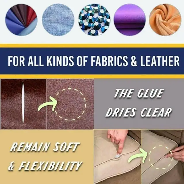 Liquid Glue Instant Fabric Leather Fast Drying Glue Ultra-stick Sew Glue Kit Secure Stitch Liquid Sewing Supplies Universal Glue 2
