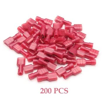 

NEW 200PCS Electrical Crimp Nylon Brass Terminals FDFN Insulated Spade Joint Cable Wire Connector Plug Suit 0.5-1.5mm2 22-16AWG