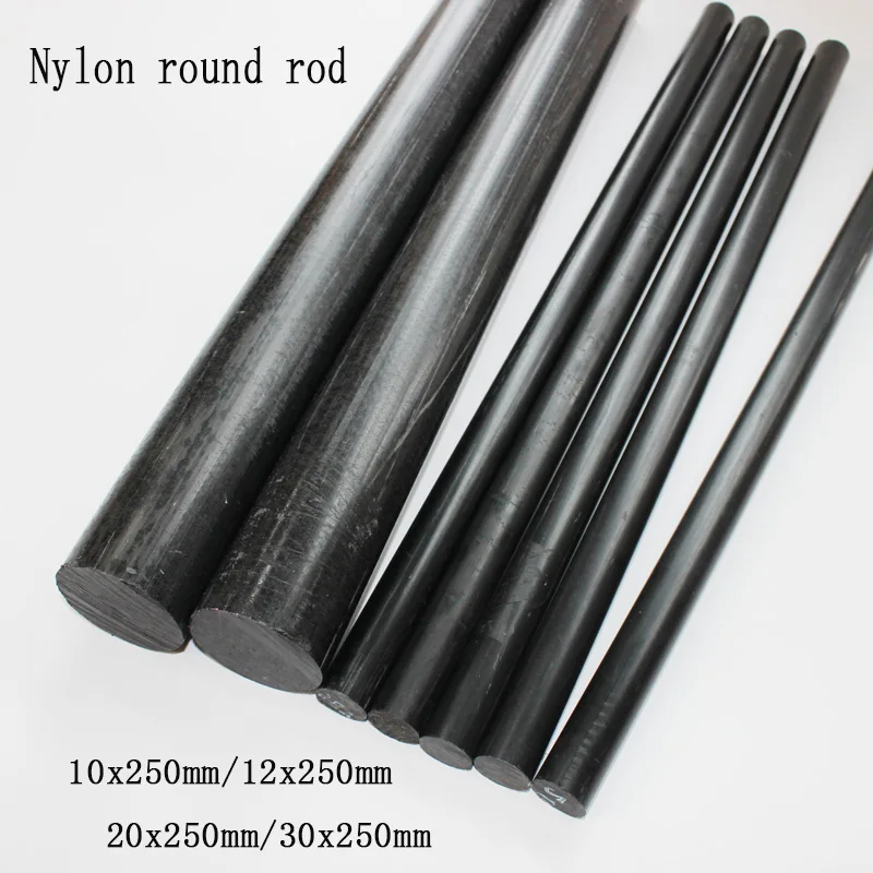 Diameter 10/12/20/30mm Polyamide stick PA6 pure Nylon rods Wear resistant rod Length 250mm 1pcs,polyamide rods