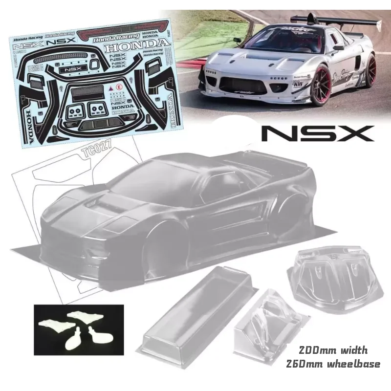 1/10 Nsx Wide Body Rc Pc Body Shell 