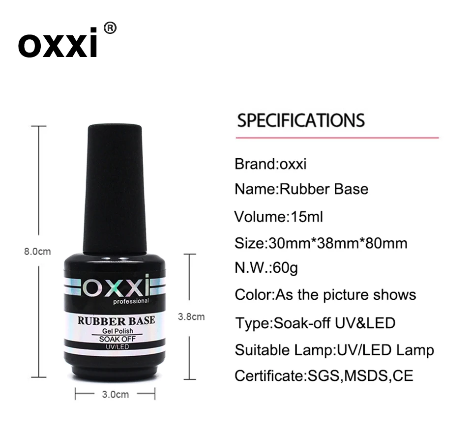 oxxi Latest 15ml Nail Rubber Base Coat Semi Permanant UV Gel Varnishes Primer for Nails Matte Top Coat Nail Art Base Top Gellak 3
