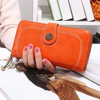 

LKEEP Brand Hollow Women Clutch Leather Wallet Female Long Wallet Women Zipper Purse Strap Money Bag Purse For iPhone Carteira