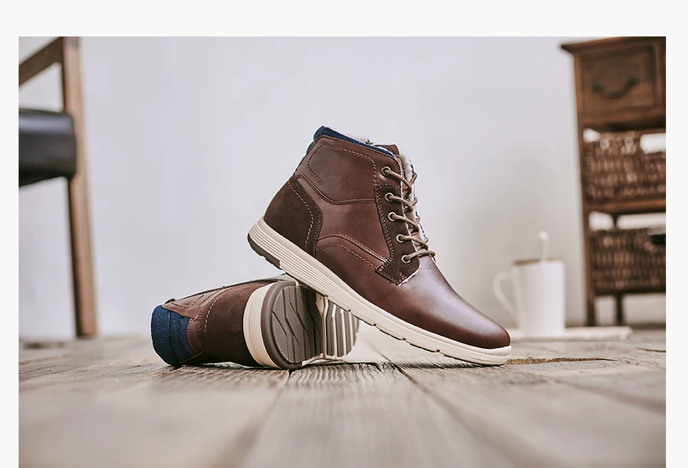 Для мужчин сапоги Высококачественные модные туфли Для мужчин обувь для прогулок на природе, со шнуровкой на нескользящей подошве; теплые ботинки на шнуровке; сапоги для мужчин зимние ботинки Для мужчин