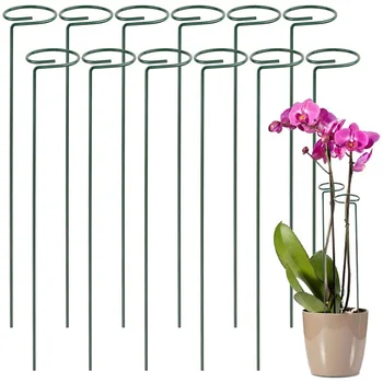 

12 Pack Plant Stake, 40 CM/15.9 Inch Single Stem Plant Support, Metal Garden Support Stakes for Plant