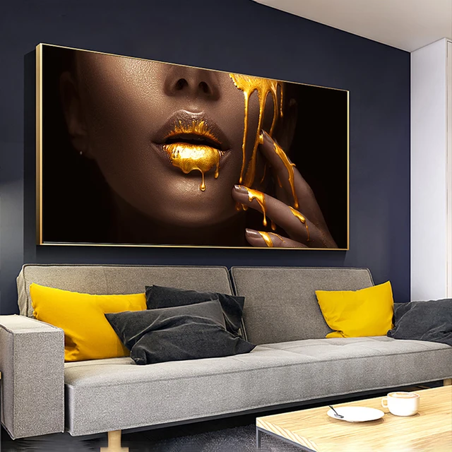 Quadro su tela per soggiorno oro verde scuro grandi foglie Poster luce  lusso parete immagine astratta quadri decorativi moderni - AliExpress