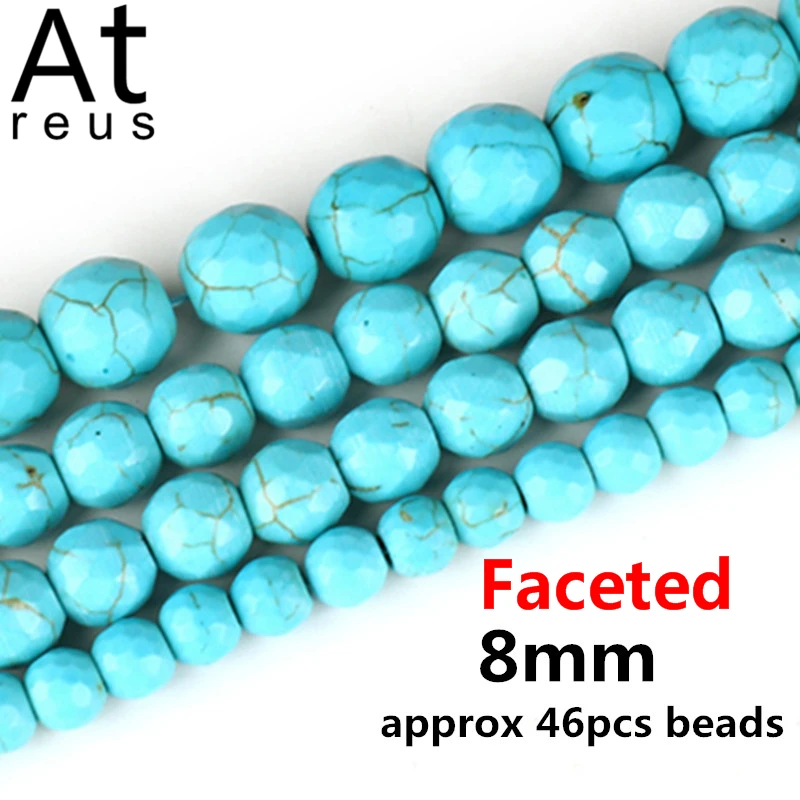 Blue White Howlite Turquoise Gemstone Cross Spacer Loose Beads 12mm x 16mm 16" 