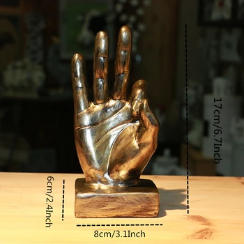 

6.1" 6.7" Resin Gesture Finger Figurines American Retro Ornaments Home Coffee Shop Model Room Soft Decoration Furnishings