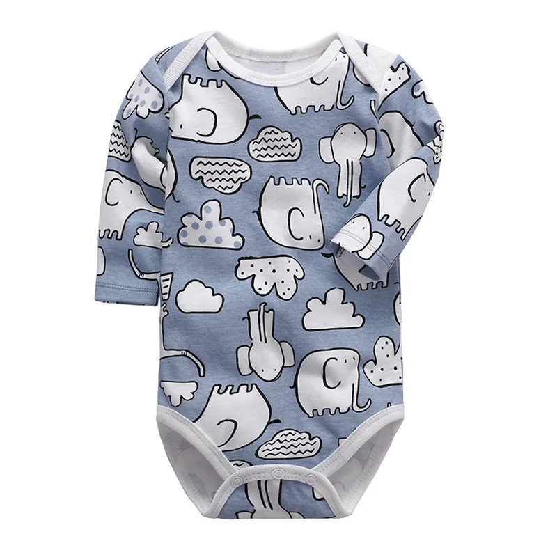 Одежда для маленьких мальчиков Боди для новорожденных с длинными рукавами из хлопка, одежда для маленьких девочек 3, 6, 9, 12, 18, 24 месяцев - Цвет: Серебристый