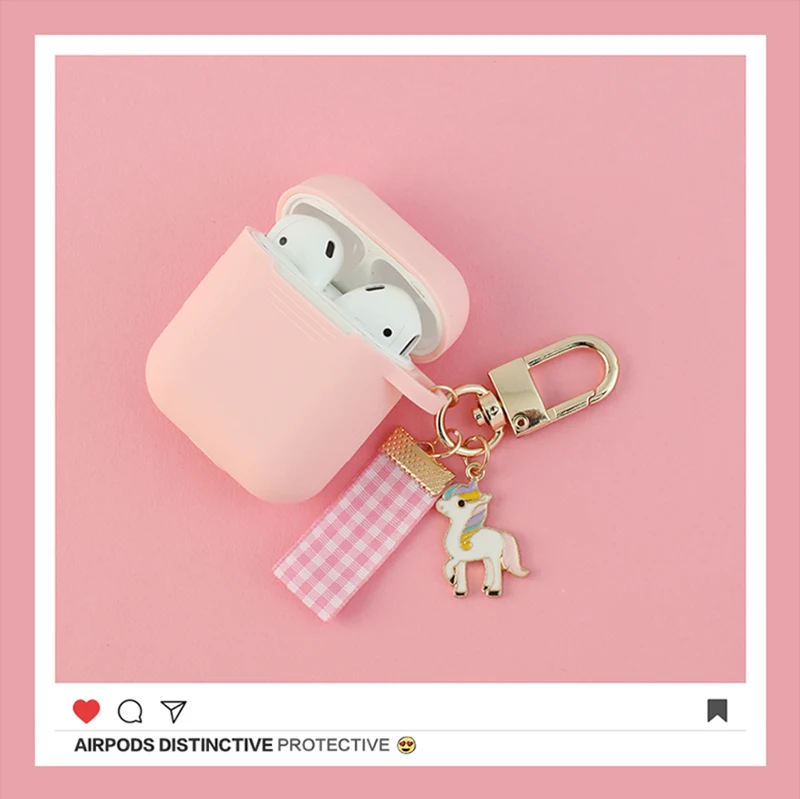 Цветной чехол, защитный чехол для airpods, милая собака, беспроводной Чехол для гарнитуры Bluetooth для Apple, силиконовый чехол для наушников - Цвет: Розовый