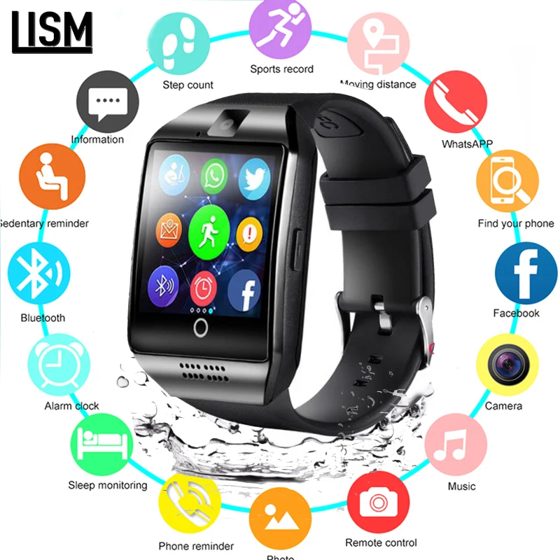 

Bluetooth Smart Watch Men Q18 With Touch Screen Big Battery Support TF Sim Card Camera for Android Phone Smartwatch D13 PK Y1 X6