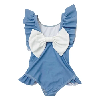 

Summer Baby Girl Swimsuit Fashion Sleeveless Tankini One-piece Swimwear Back Bow Bathing Suit Children Girls Swimsuit 1-6T