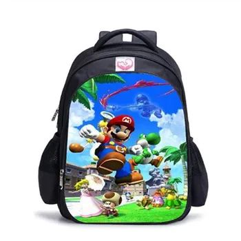 

16 inch Cartoon Backpack Super Mario Bros Children Backpack Schoolbag Boys and Girls Orthopedic Backpack Mochila Escolar