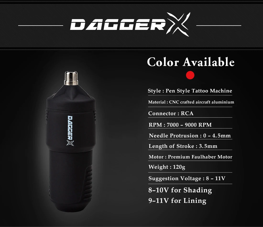 EZ Dagger X/Y FAULHABER двигатель картридж тату машина ручка подкладка затенение для картриджа иглы с 1 шт. EZ мастер зажим шнур