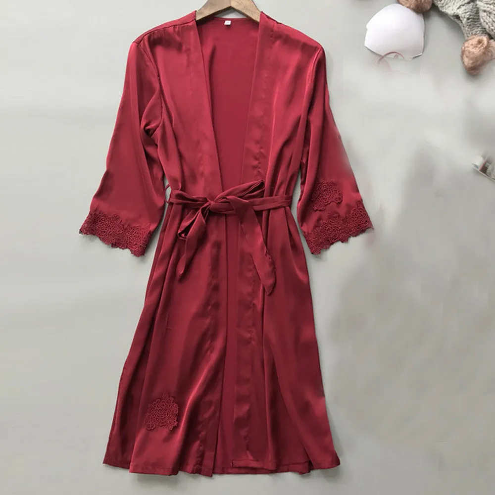 Новая красная женская шелковая одежда для невесты, атласная пижама, халаты, сексуальная женская одежда, свадебное платье, шелковое кимоно, Халат