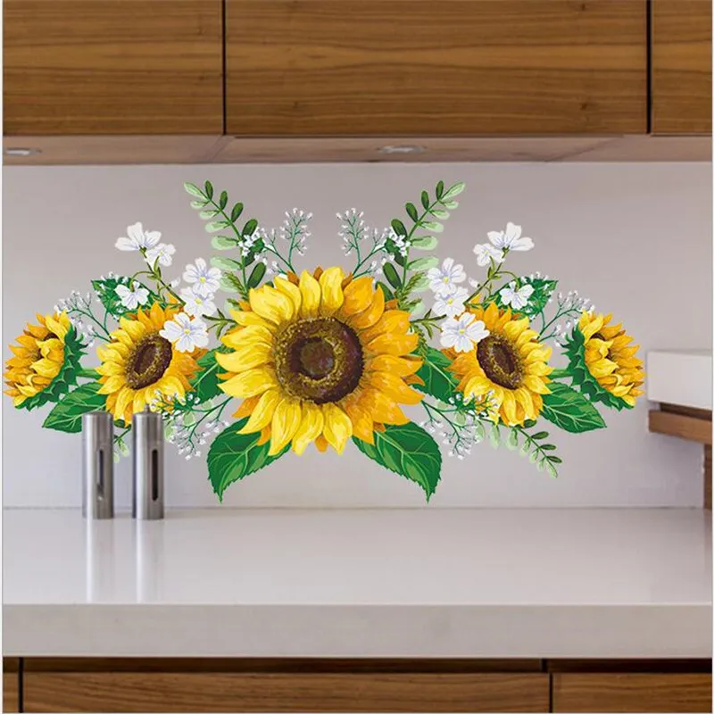 Adesivi A Forma Di Girasole, 6 Decalcomanie Floreali Trasparenti