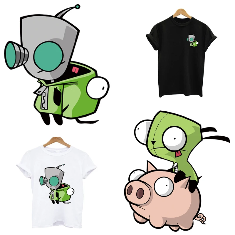 

Invader ZIM stripes thermo stickers on clothes application of one heat-sensitive patches iron on transfers for clothing flower