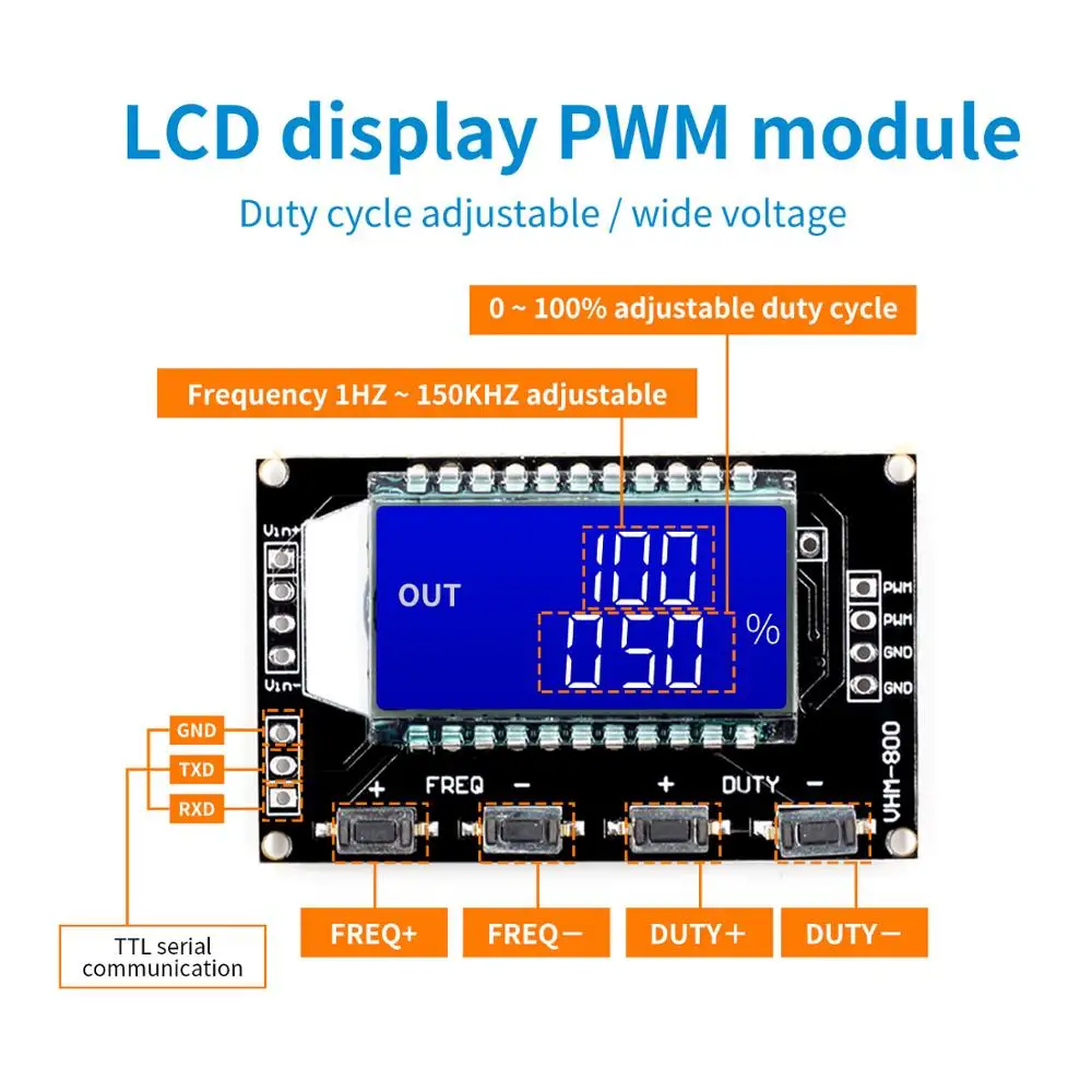 Signal Generator 3Way PWM Pulse Rate Duty Cycle Adjustable Module LCD Display TW